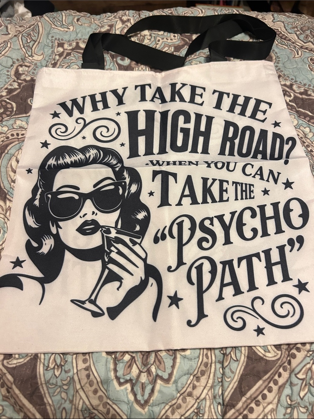 & Other Stories Black and White Quote Graphic Tote